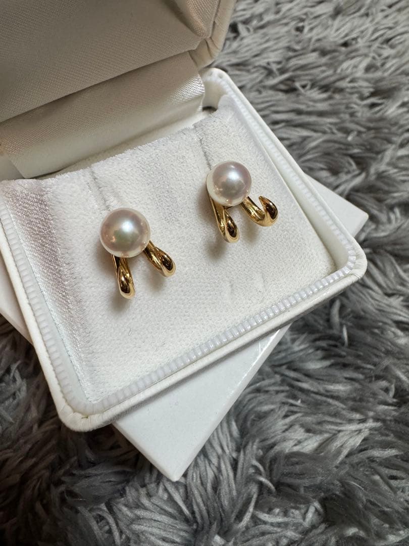 試着のみ！あこやパールピアス あこや真珠 花珠 K18 18金