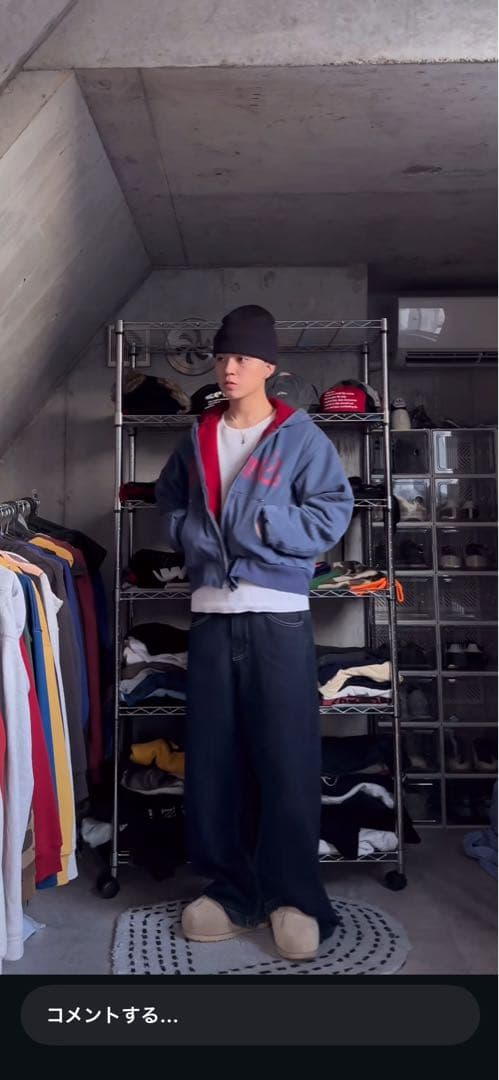 bless uダックジャケット ネイビー/赤