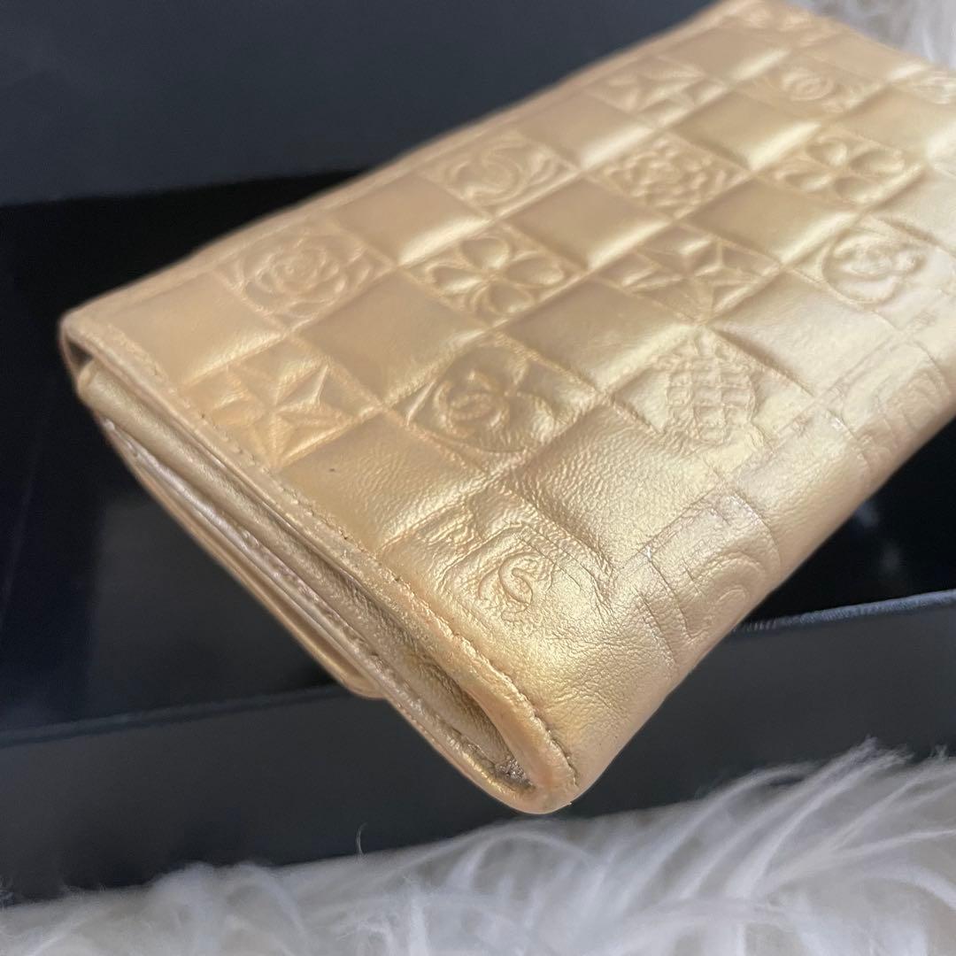 CHANEL シャネル アイコンライン 二つ折り 財布 ゴールド 金運UP