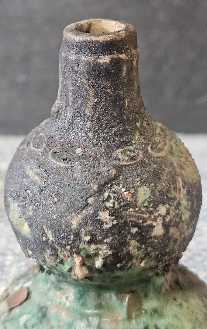 古代中国〜中国南方古陶磁器　中国古美術　漢時代　漢緑釉　瓢形小壺　鼻煙壺　古代壺