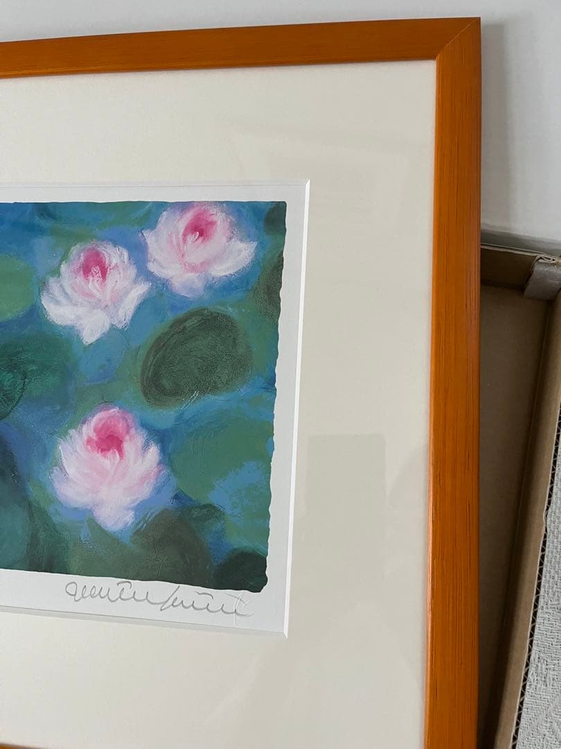 40×62版画　ジニー・キム　睡蓮　限定ジクレー　サイン、ED、証明書 額装