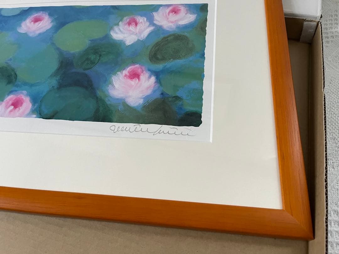40×62版画　ジニー・キム　睡蓮　限定ジクレー　サイン、ED、証明書 額装