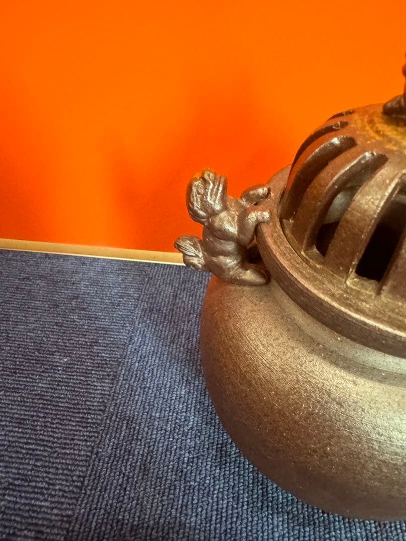 1769 備前焼　武蔵銘　獅子三足　香炉