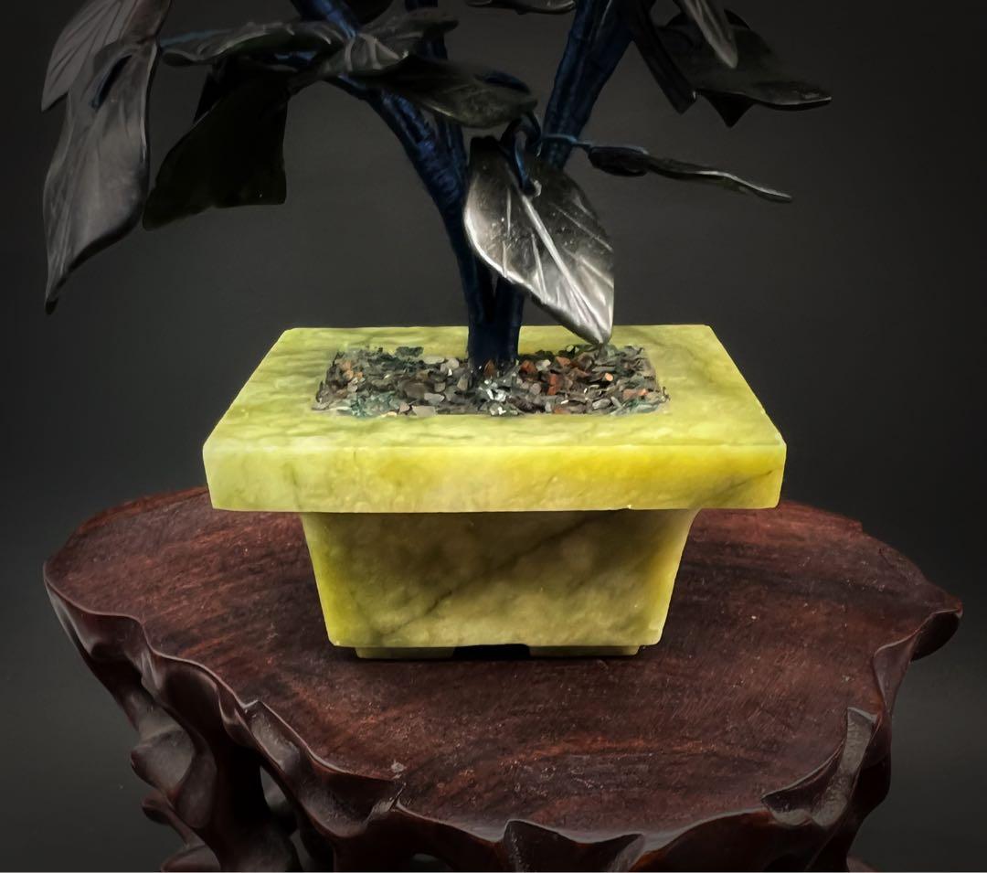 中国美術 古玩 玉石瑪瑙翡翠 彫刻 盆栽置物 開運風水ミニ盆栽