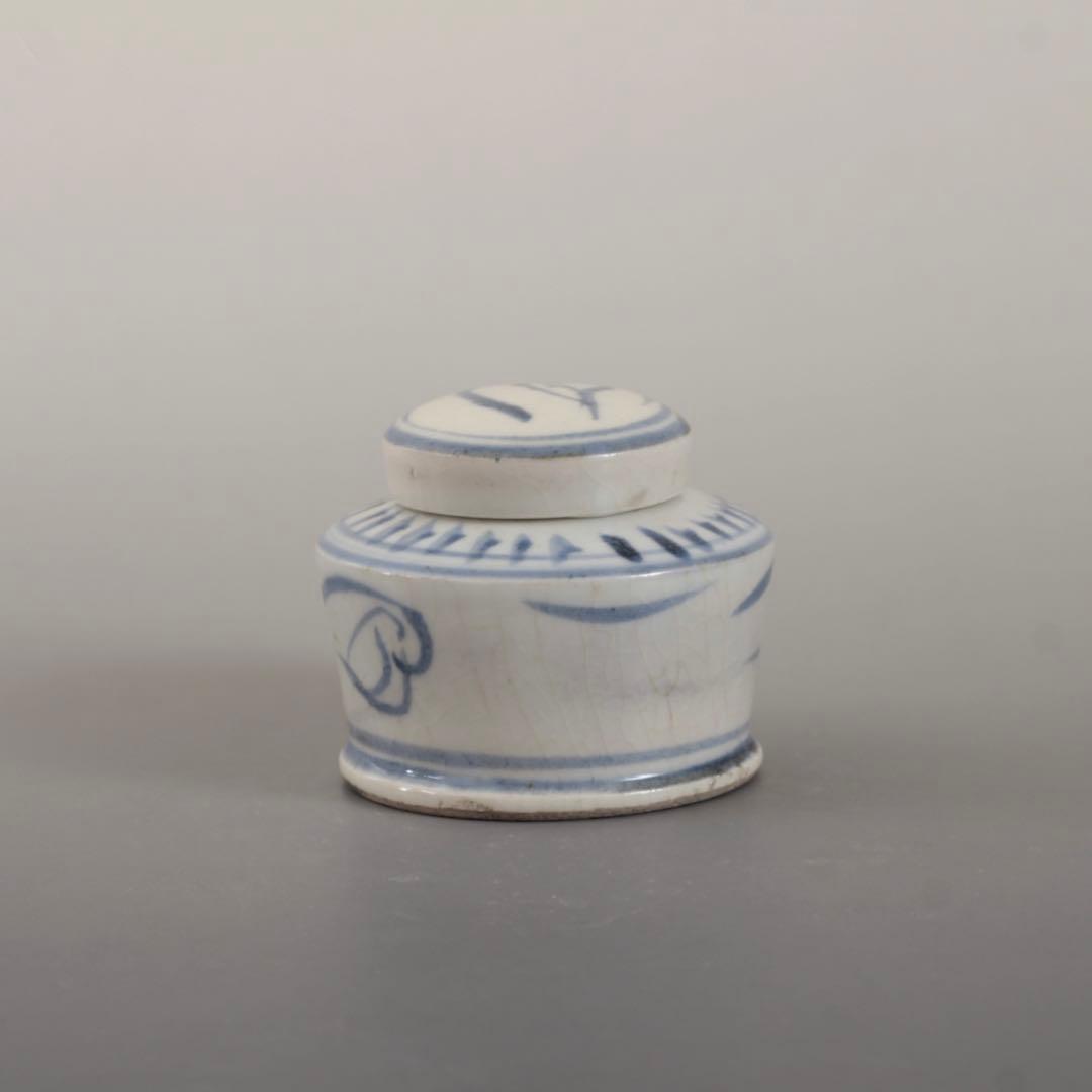 太白手 インク瓶 古道具 アンティーク 陶胎染付