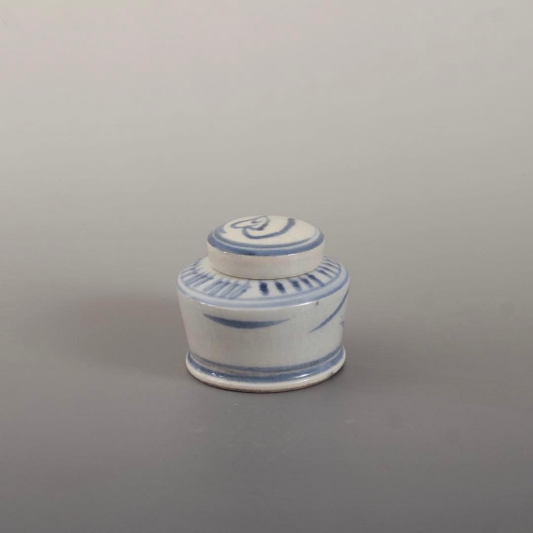 太白手 インク瓶 古道具 アンティーク 陶胎染付