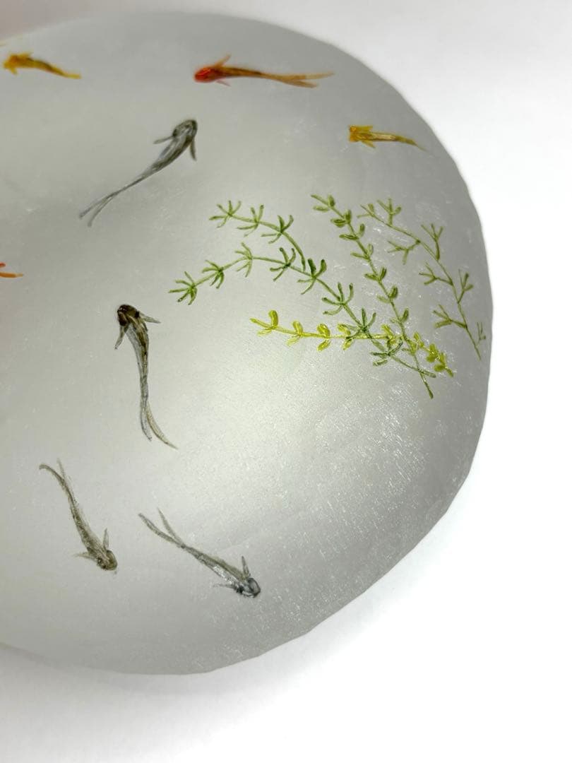 久保裕子さん作　ガラス　ザリガニ　魚　水草　ペーパーウェイト　文鎮　オブジェ