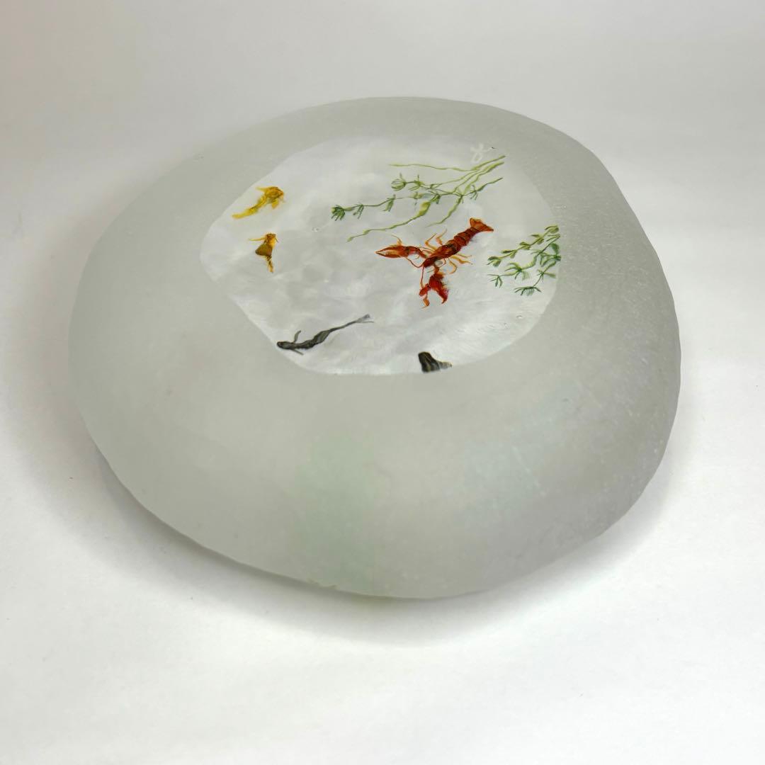 久保裕子さん作　ガラス　ザリガニ　魚　水草　ペーパーウェイト　文鎮　オブジェ