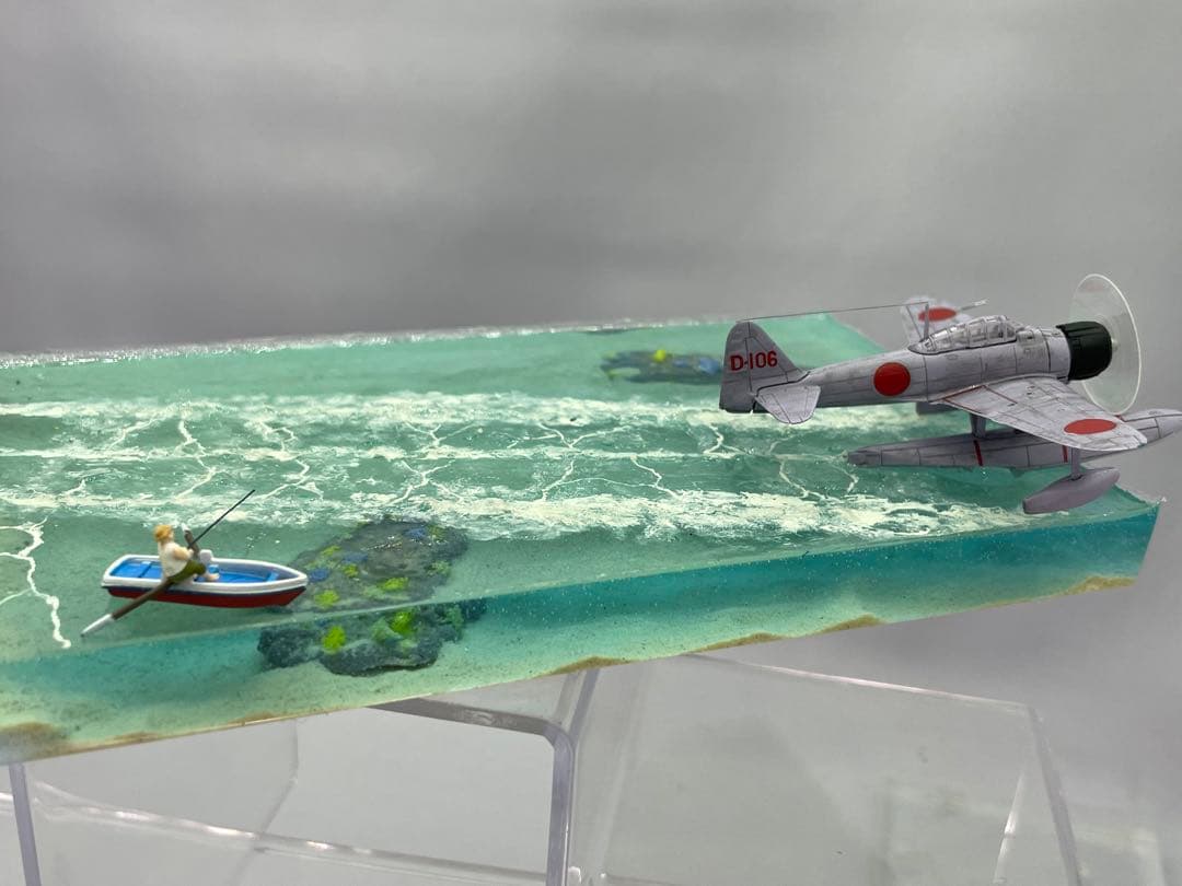 基地から飛び立つ二式戦闘機　レジン　ジオラマ