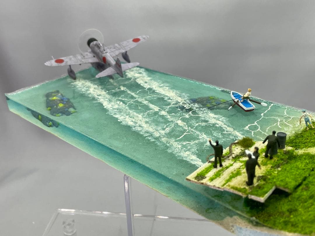 基地から飛び立つ二式戦闘機　レジン　ジオラマ