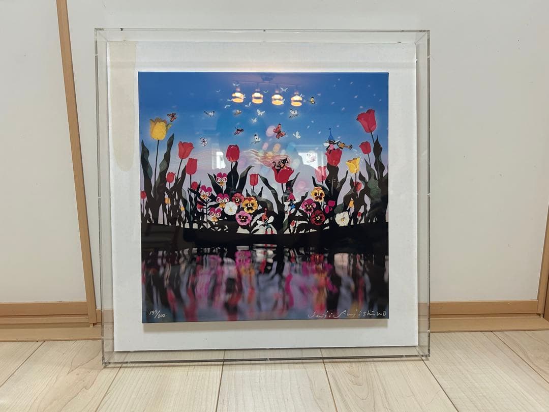 藤城清治　絵画　『花と少女』