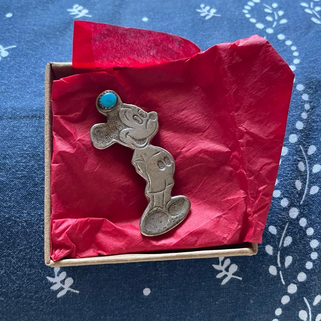 ネイティブアメリカン✳︎ターコイズ付✳︎ミッキーマウス✳︎ビンテージ✳︎ピンブローチ