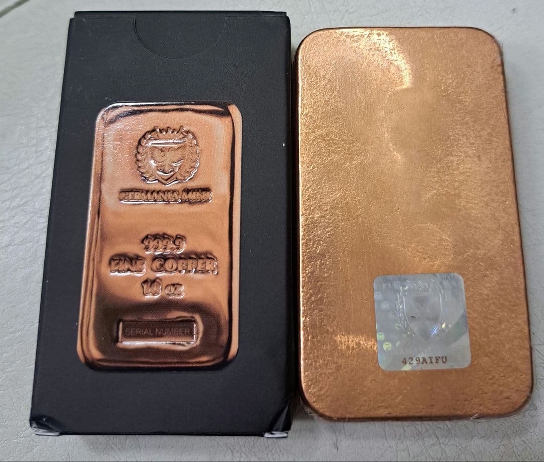 ゲルマニア純銅10オンスキャストバー