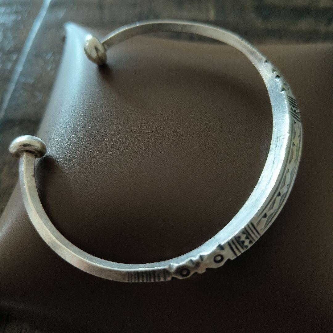 【新品】カレンシルバー バングル /カレン族 /シンプル/模様/高純度/ 25g