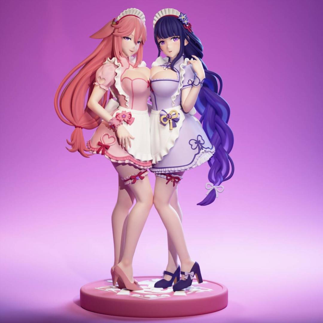 未塗装未組立　ガレキ　ガレージキット　フィギュア　原神　雷電将軍　八重神子　影