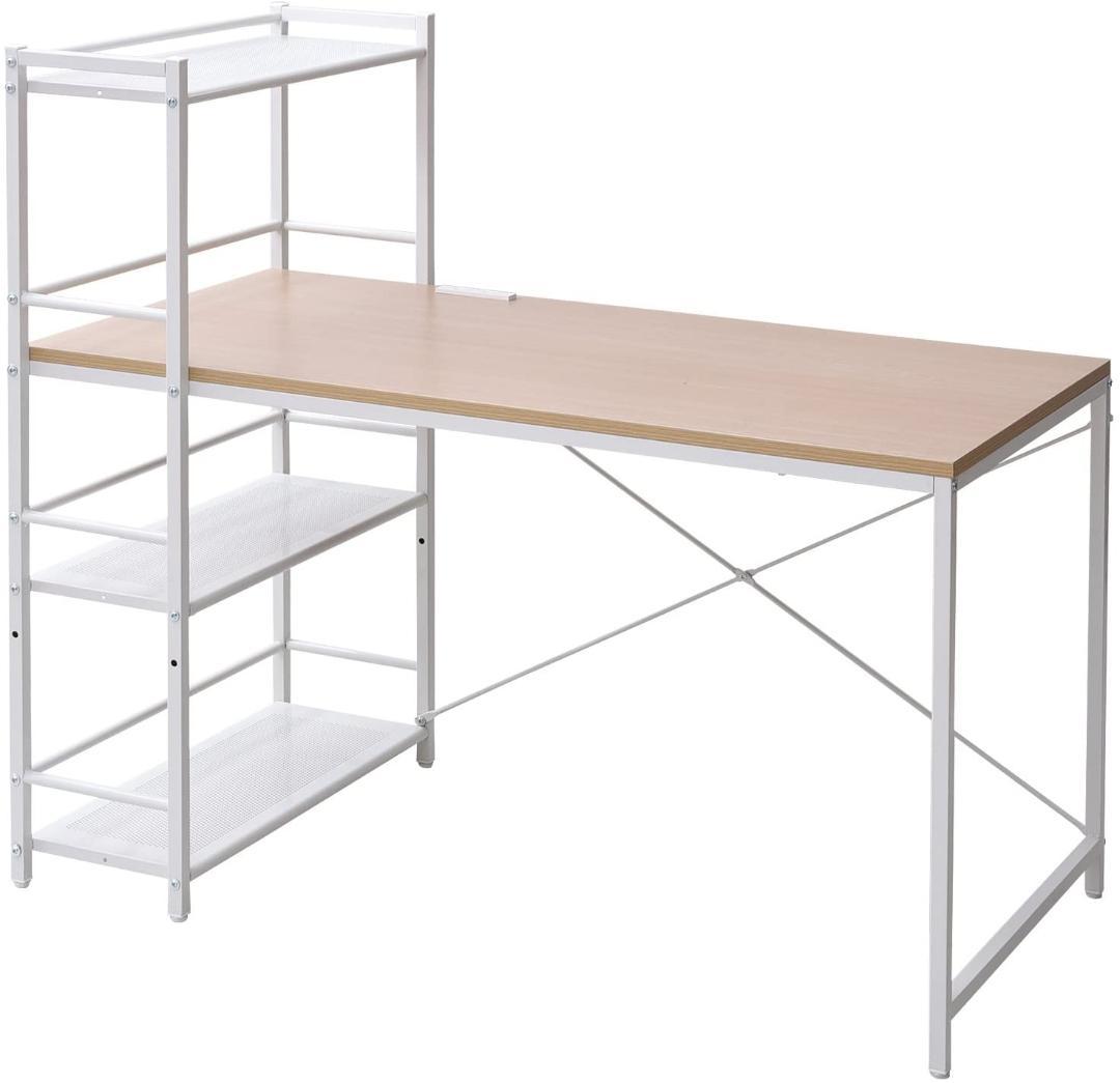 コンセント付き 収納ラック付き デスク 幅120MRPE-1260(WN/IV)