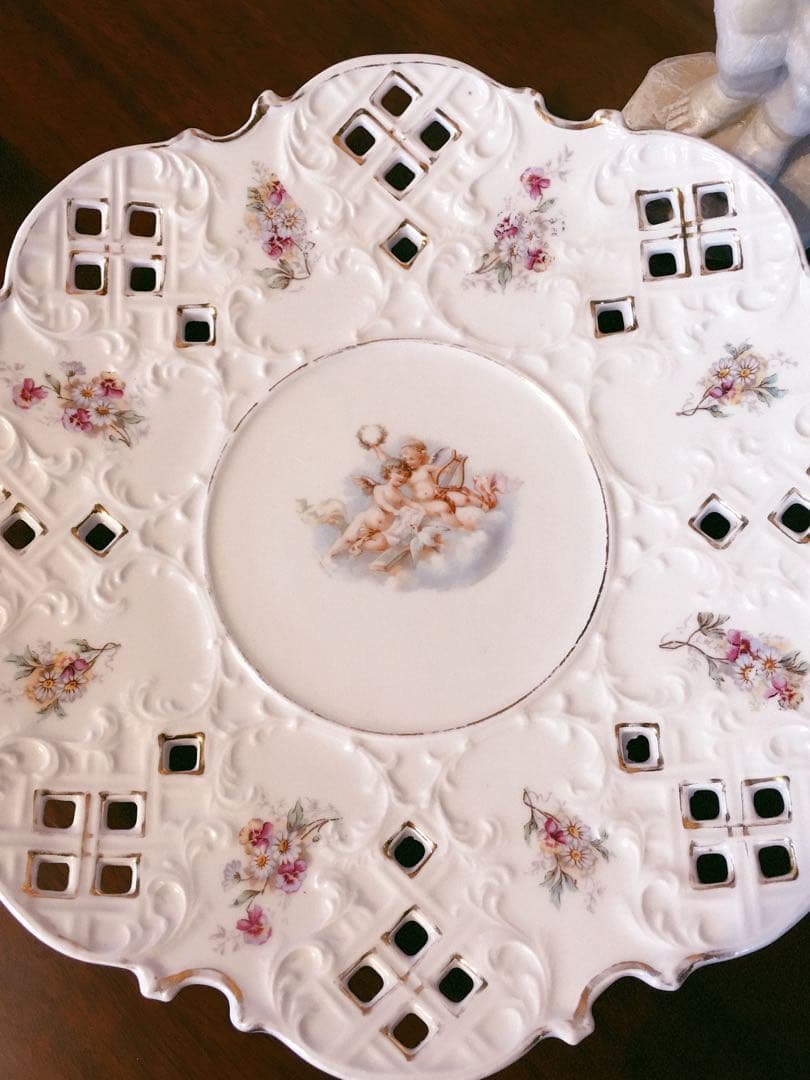 フランス　アンティーク　レリーフ　ピアスプレート　天使　エンジェル　飾り皿