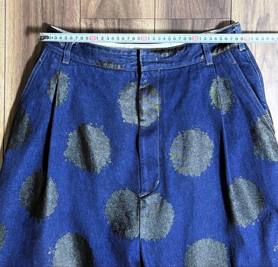 じ*ん様 Y's‥‥ ワイズビー ヨウジヤマモトドット柄プリントデニムサルエルパ