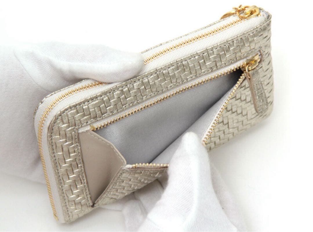 新品◎コンパクト財布金運アップパネロ ショートLファスナーゴールド　小さめ長財布