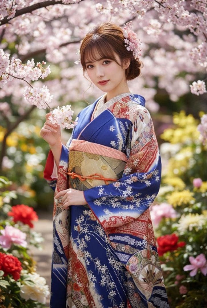 振袖フルセット✨振袖、帯、帯揚げ、帯締め、半衿用リボン、重ね襟の６点セット✨