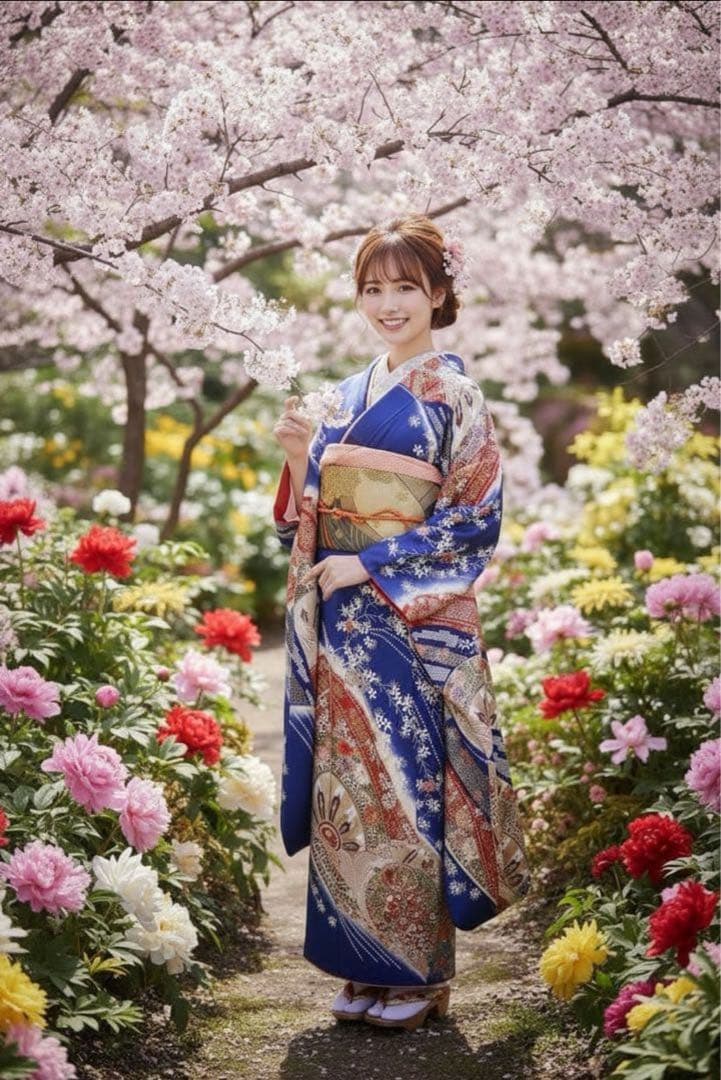 振袖フルセット✨振袖、帯、帯揚げ、帯締め、半衿用リボン、重ね襟の６点セット✨