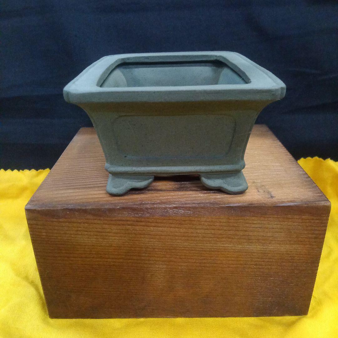 012.【寿悦】外縁額面長方鉢/ミニ盆栽鉢/木箱付き