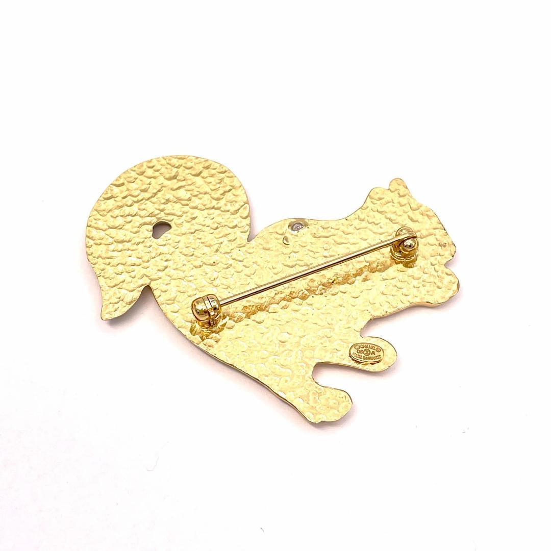 訳あり シャネル ココマーク ブローチ リス エナメル GP ゴールド 05A