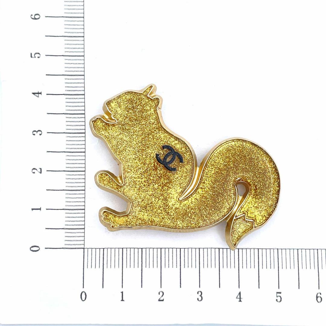 訳あり シャネル ココマーク ブローチ リス エナメル GP ゴールド 05A