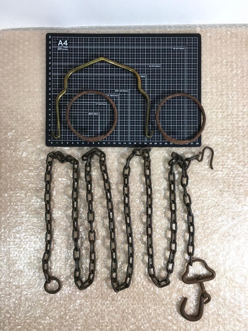 田中敏孝 釣釜道具 釣手 釜鐶 釜鎖 共箱 茶道具 金属工芸 本物保証