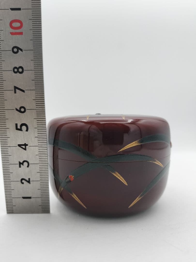 b893【新品・未使用】平棗 溜塗　蛍 前田清峰 木箱 茶道具