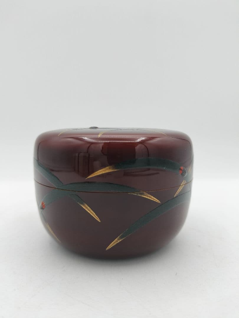 b893【新品・未使用】平棗 溜塗　蛍 前田清峰 木箱 茶道具