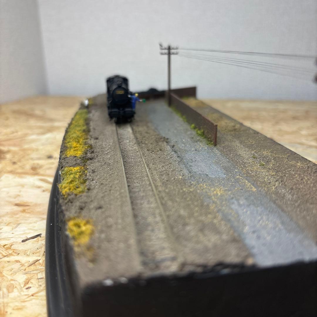 【ケースあり】Nゲージ保管用ジオラマ 撮影背景 -晩秋の機関区脇線ベース-