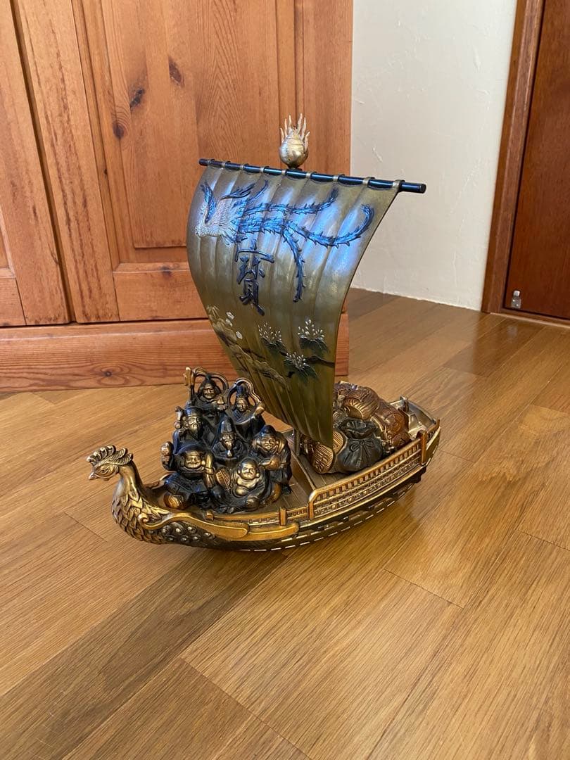 鳳凰　宝船 七福神の置物　高岡銅器　金運　開運　置物　縁起物　アンティーク