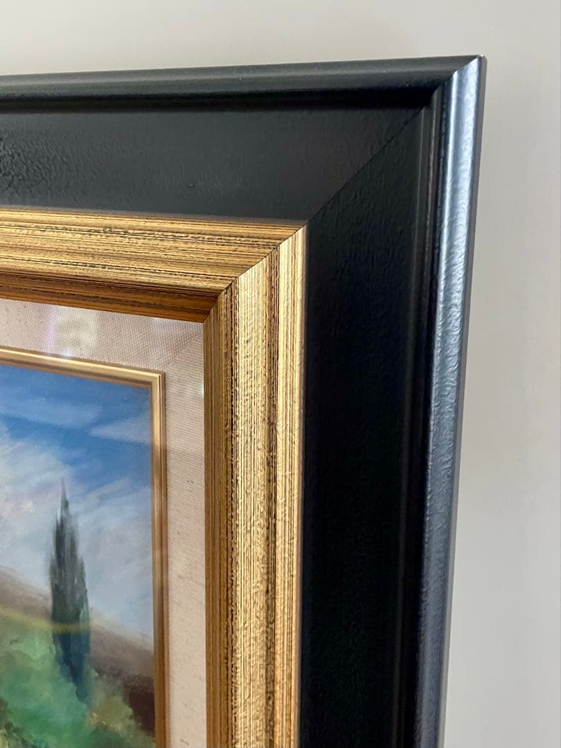 真作 油彩肉筆画　ウット・エルマン　『ひまわり畑のヴィラ』