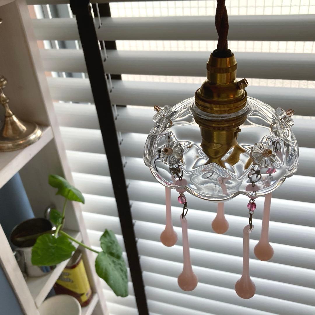 ミニシャンデリア　1920年　オパールセントフランス　アンティーク　シェード