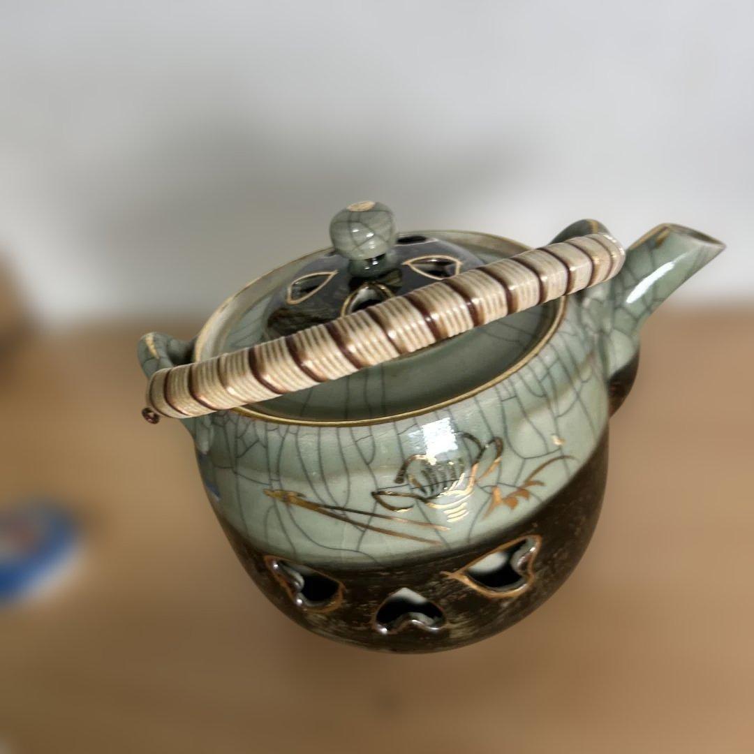 自宅保管品未使用　相馬焼 特大急須 双馬 金馬 美品