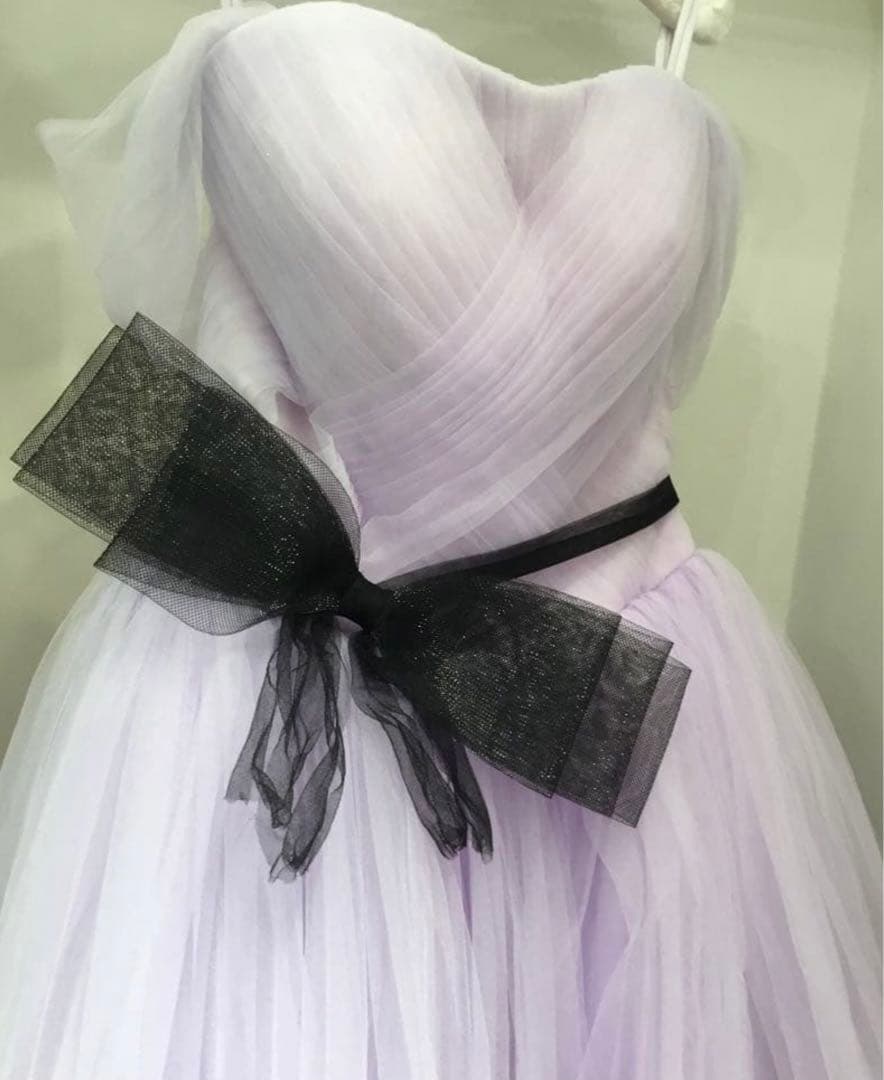 ラベンダーオフショルダーチュールドレス