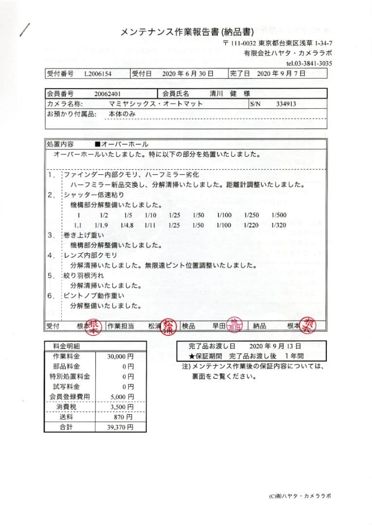 マミヤシックスオートマット