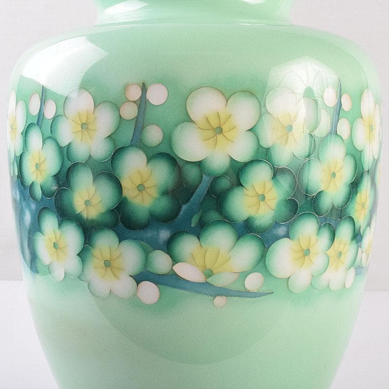 七宝焼　花文　花瓶　唐木台付　共箱　M　R8887H