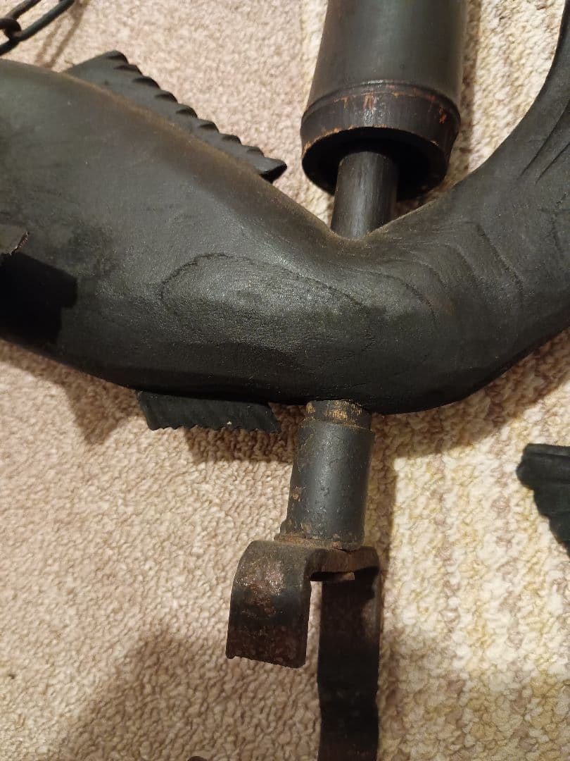 魚　鯛　縁起物　アンティーク古民家骨董囲炉裏吊 自在鉤 竹製 自在鍵 古道具