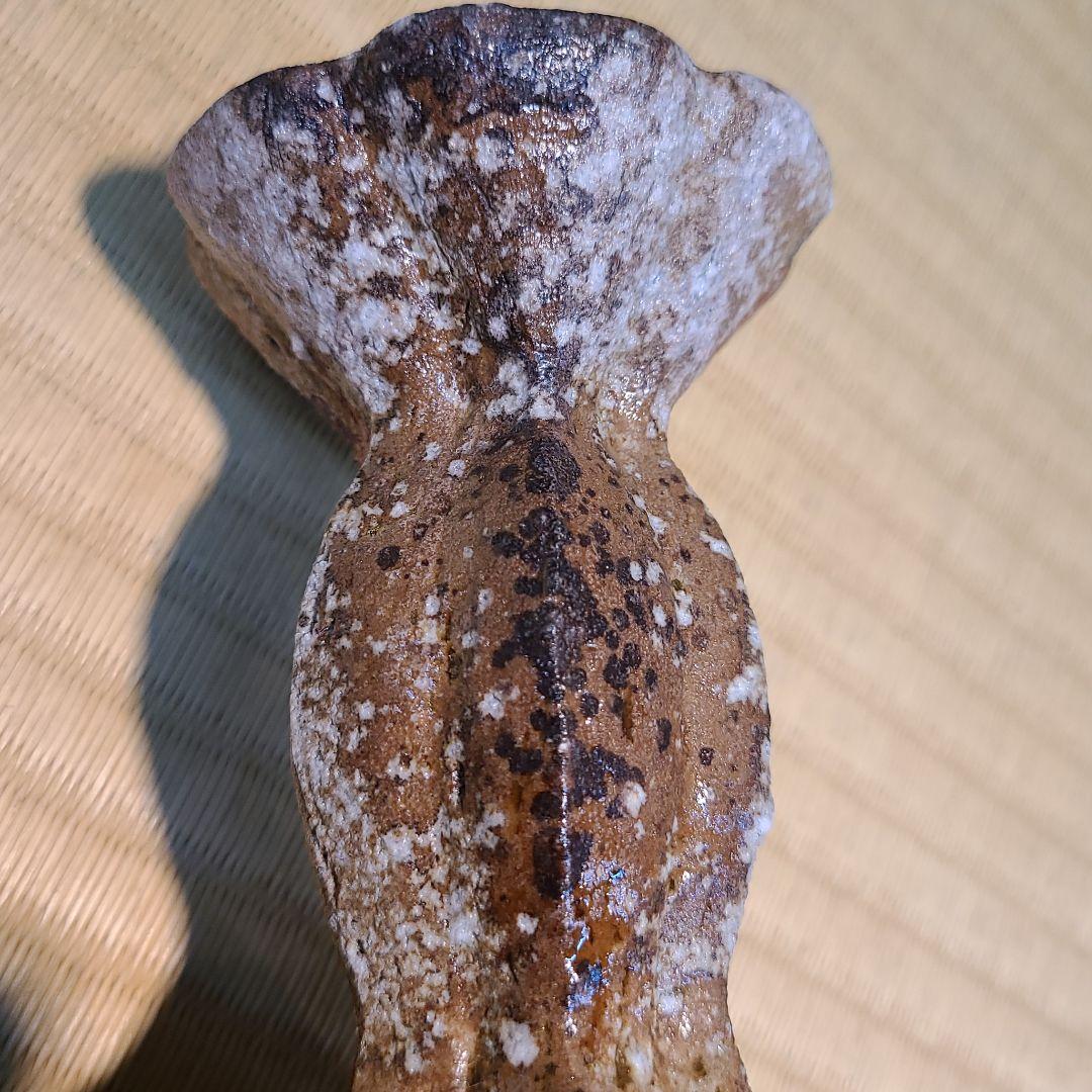 信楽焼 高橋美子作 輪花口花入 高さ7.5寸（約22cm） 共箱 本物保証