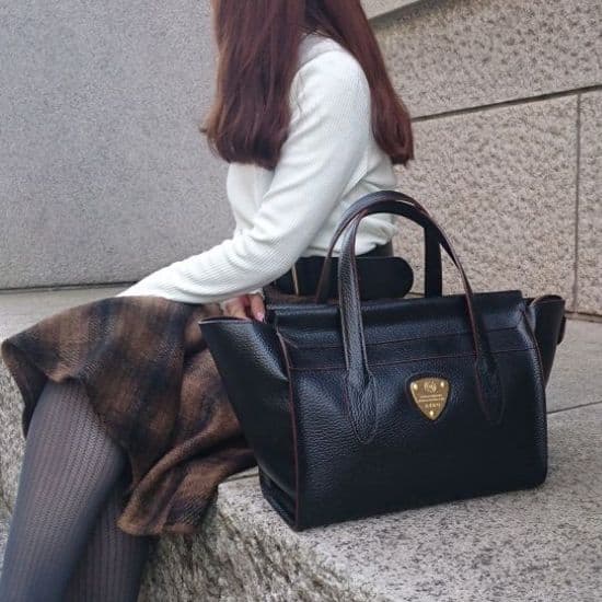 未使用級 ATAO ピッコラ バンドバッグ トートバッグ レザー ブラック ロゴ