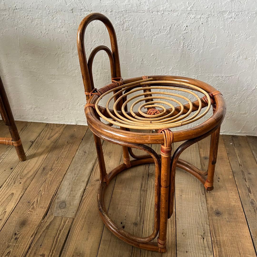 ラタン 籐 ミニテーブル & チェア の セット