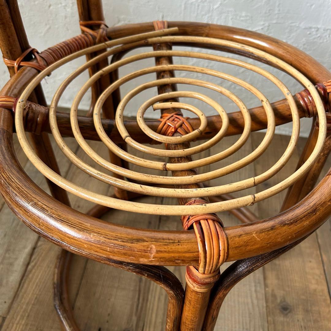 ラタン 籐 ミニテーブル & チェア の セット