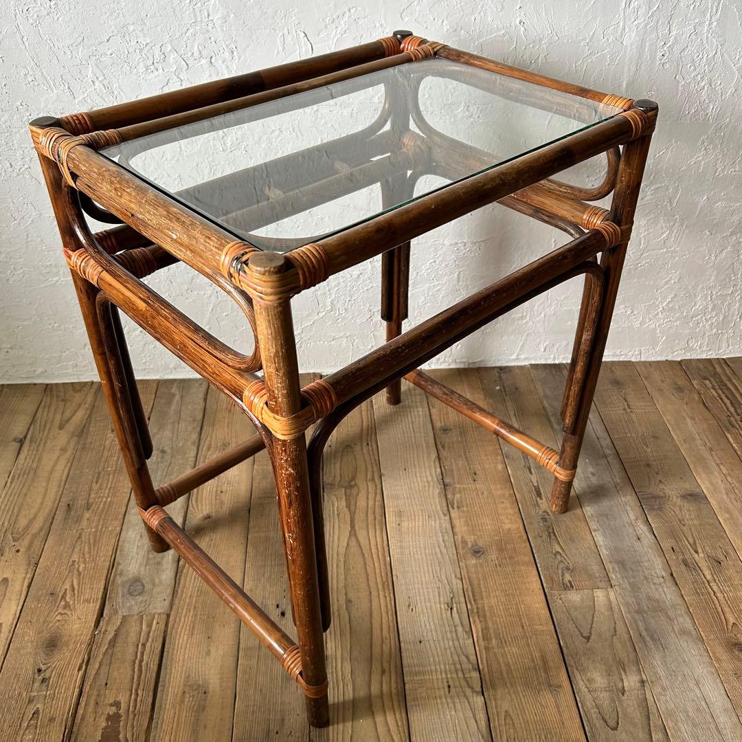 ラタン 籐 ミニテーブル & チェア の セット