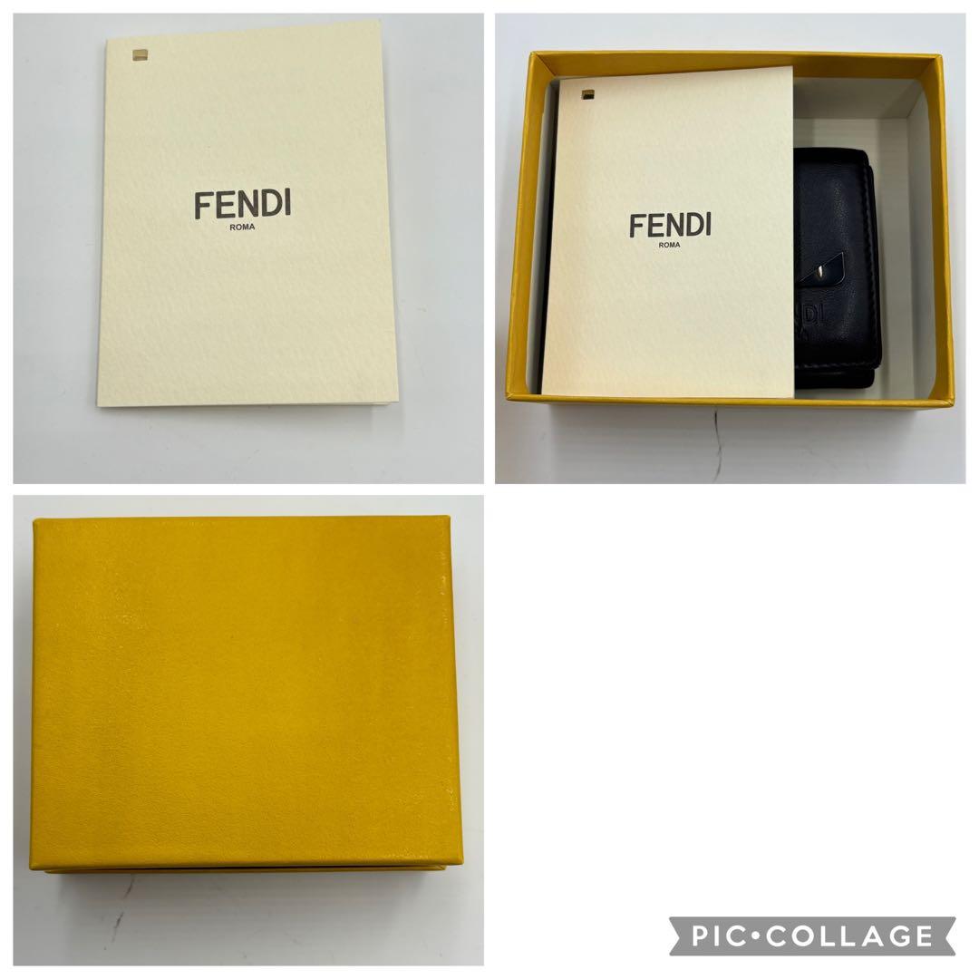 FENDI モンスター バグズ 折り財布 コンパクトウォレット レザー ブラック