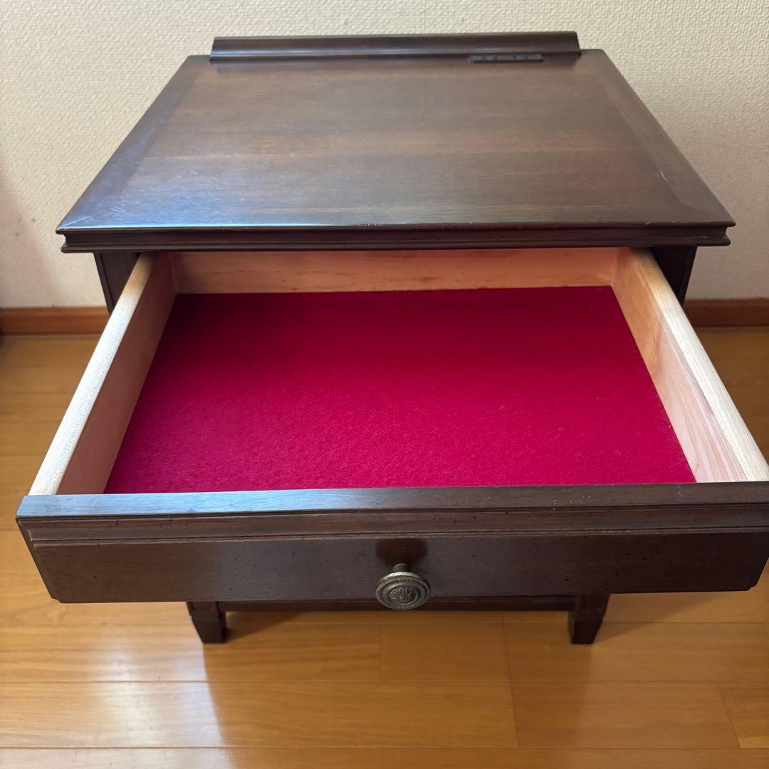 ダークブラウン引き出し付きサイドテーブル アンティーク家具