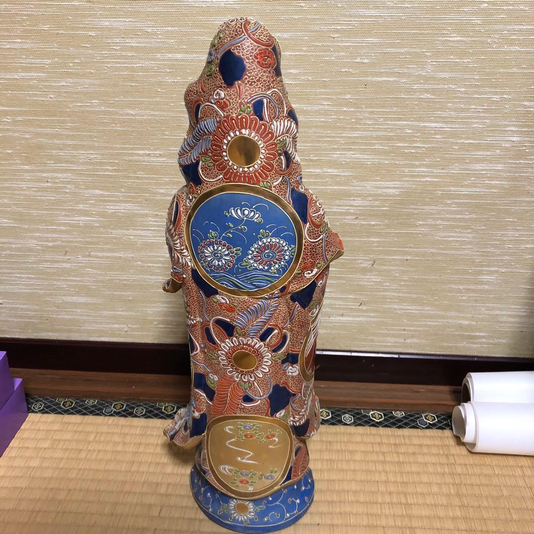 九谷焼◆観音菩薩立像/観音 菩薩◆色絵 金彩◆全高 約45㎝◆骨董/古美術