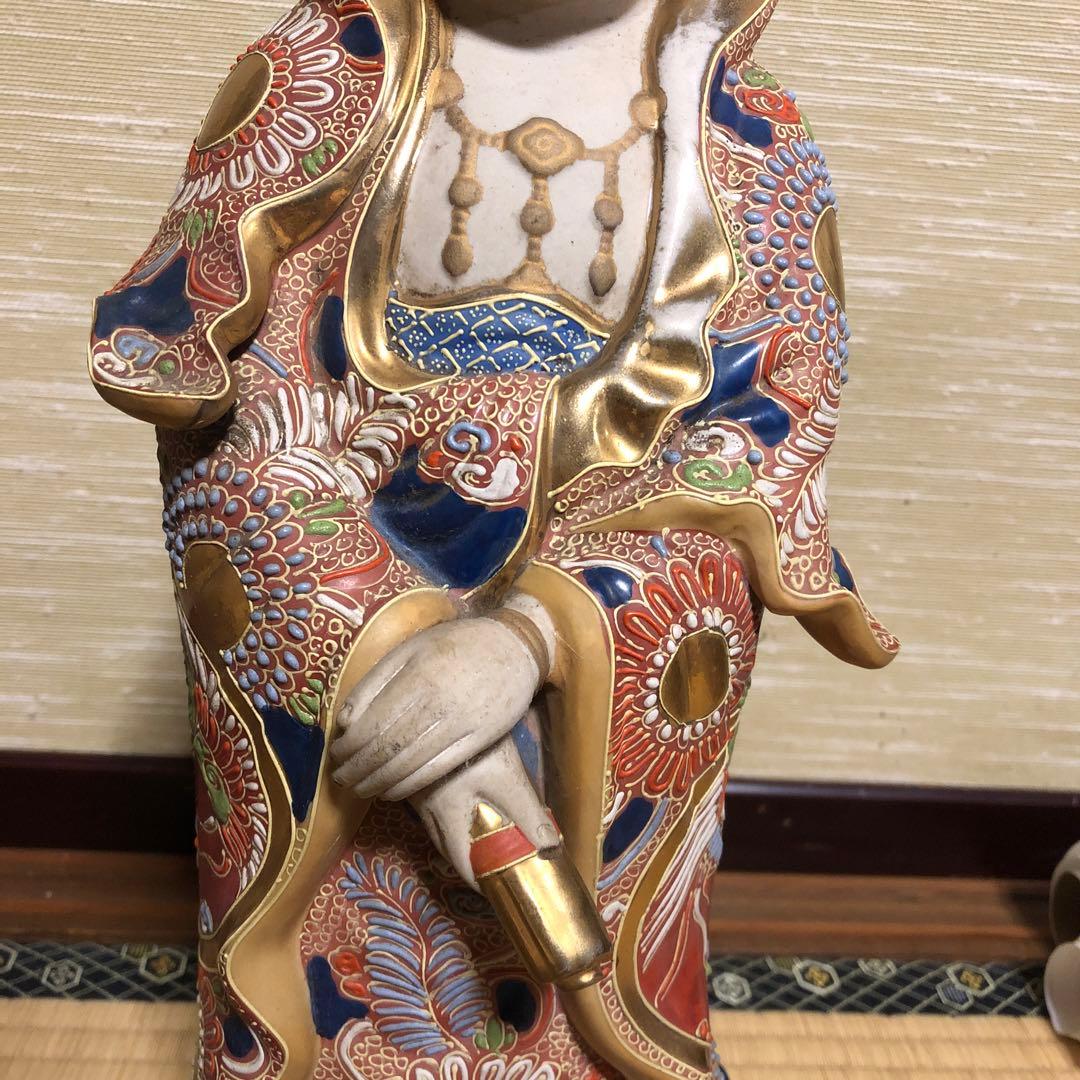 九谷焼◆観音菩薩立像/観音 菩薩◆色絵 金彩◆全高 約45㎝◆骨董/古美術