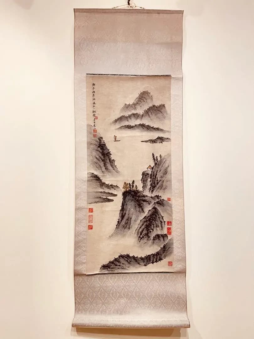 3037 「中国画」 肉筆 紙本 中国画 掛軸 おもてなし